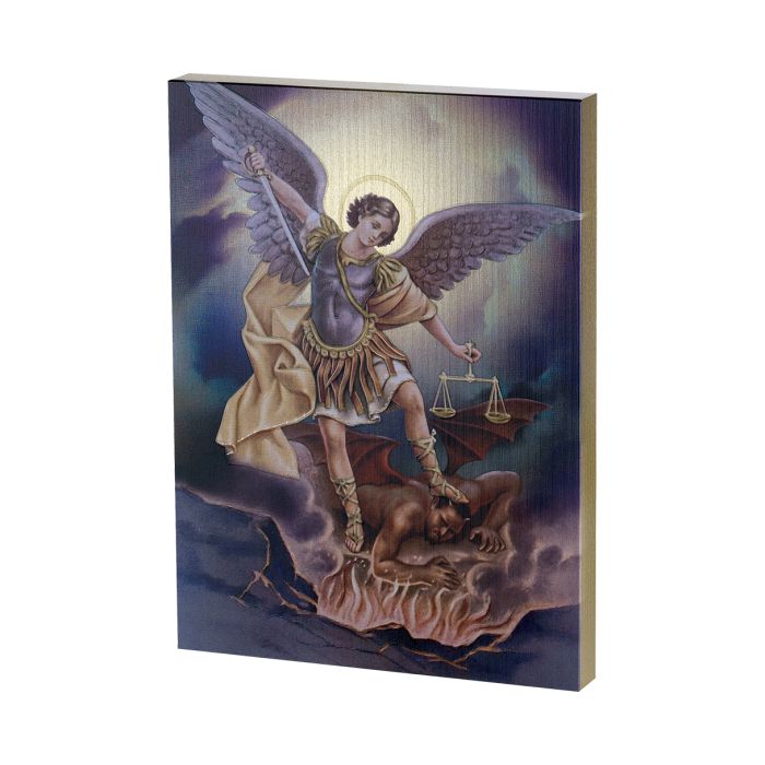 Saint Michael Textured Wood Plaque