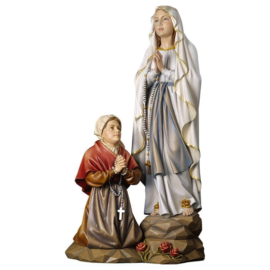 Our Lady of Lourdes & Saint Bernadette Apparition Statue | Hand Carved in Italy | Multiple Sizes & Finishes
