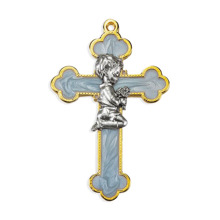 Epoxied Cross with a Praying Child Figure
