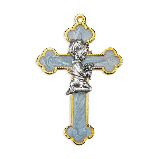 Epoxied Cross with a Praying Child Figure
