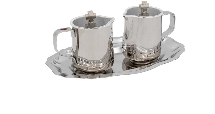 Inox Cruet Set with Fancy Tray | Silver-Plated