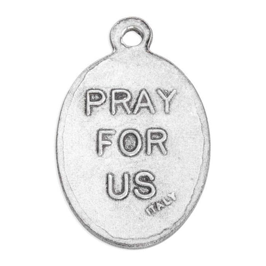 Oval Antiqued Silver Oxidized Our Lady of Perpetual Help