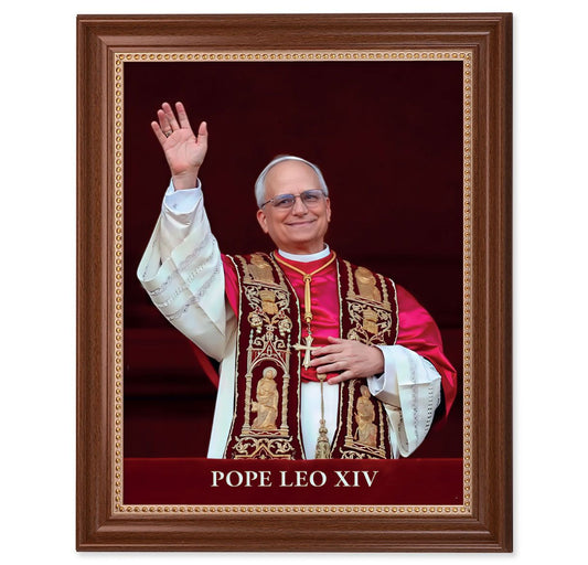 Pope Leo XIV Dark Walnut Framed Art