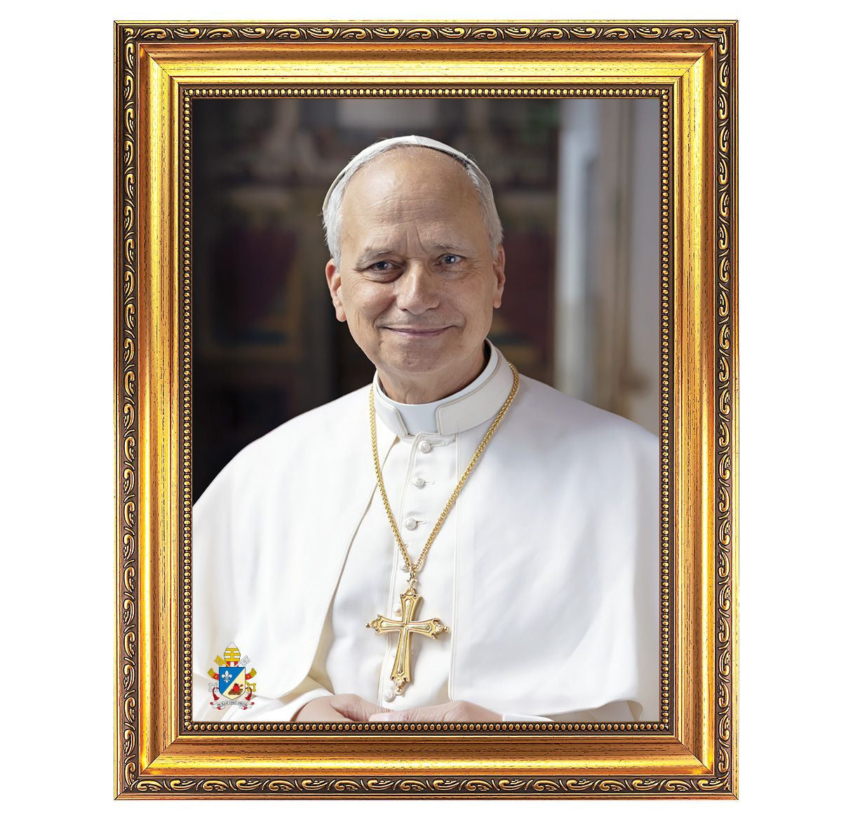 Pope Leo XIV Antique Gold Framed Art | 12"x16"