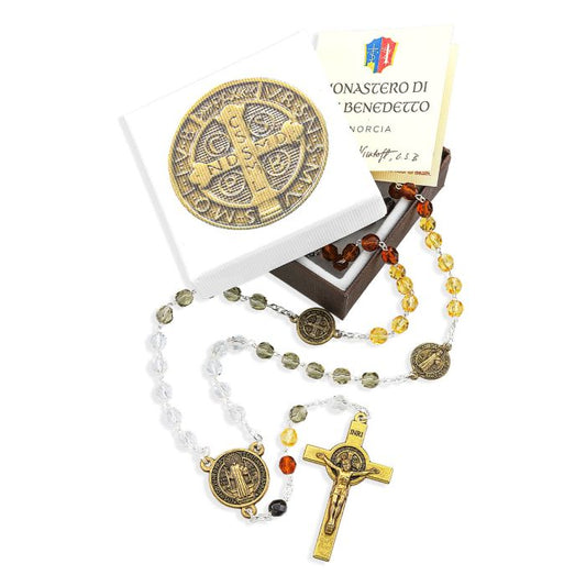 Crystal Glass Bead St. Benedict Rosary