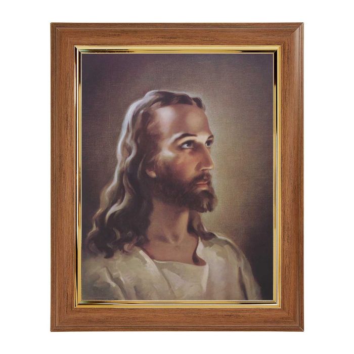 Walnut Frame with Gold Inside Lip and Head of Christ Print