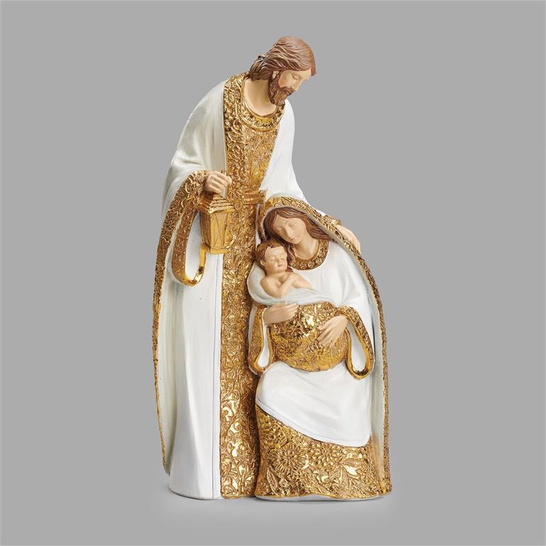 14" White and Gold Holy Family
