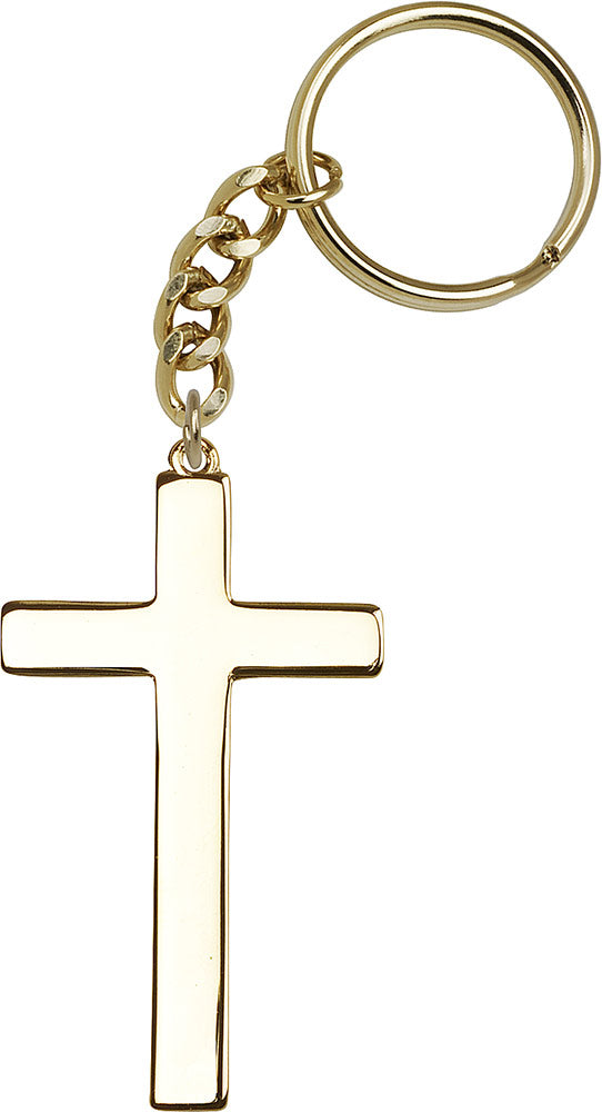 Gold Plate Cross Keychain | Made in USA