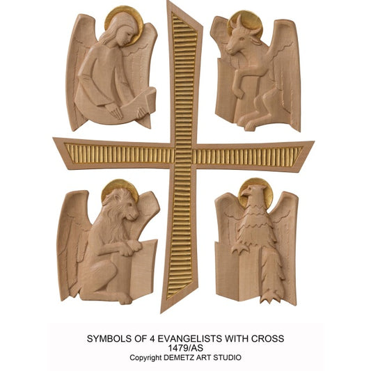 Four Evangelists Symbols | 3/4 Relief Set with Cross | Multiple Finishes Available