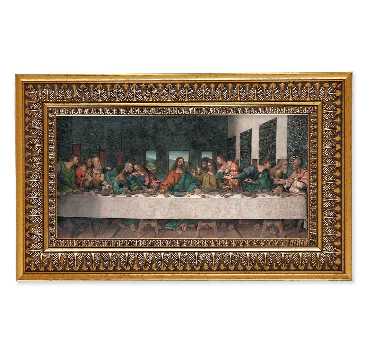 Antique Genuine Gold-Leaf Wood Frame with Textured Art
