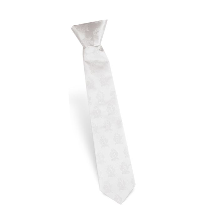 Satin White First Communion Clip-on Tie