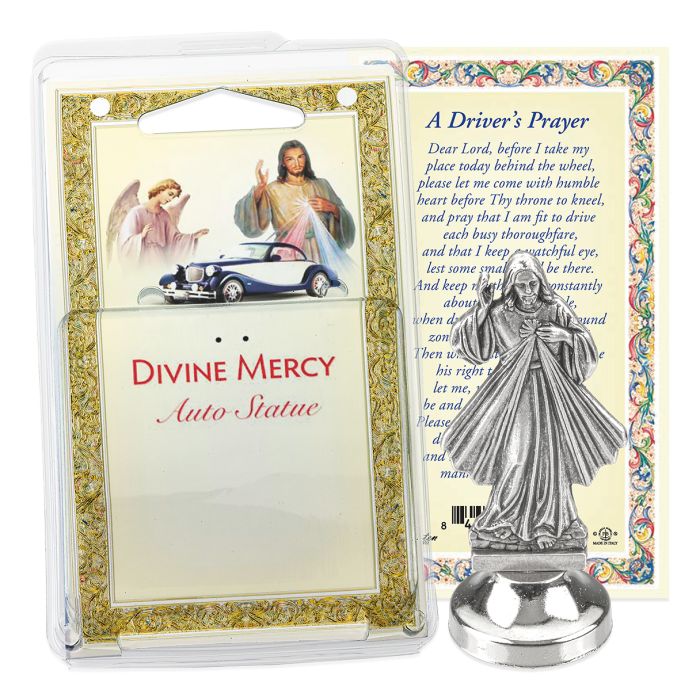 Divine Mercy Auto Statue with Prayer Card