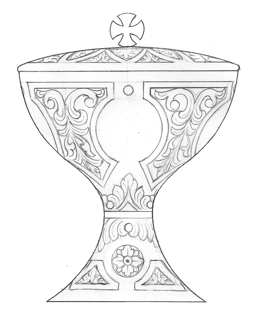 #1802 Hand-Chiseled Small Covered Ciborium | Multiple Finishes Available
