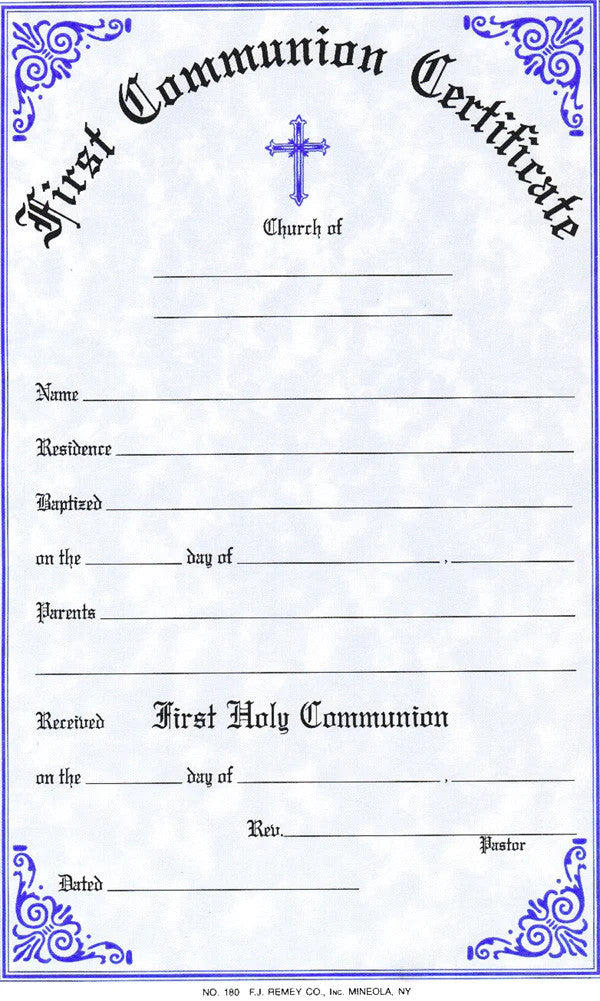 First Communion Certificates | Pad of 50