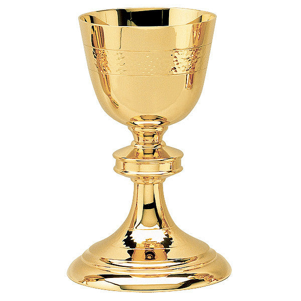 #1894 Hand-Hammered Chalice & Scale Paten | 7-7/8", 14oz. | 24K Gold-Plated
