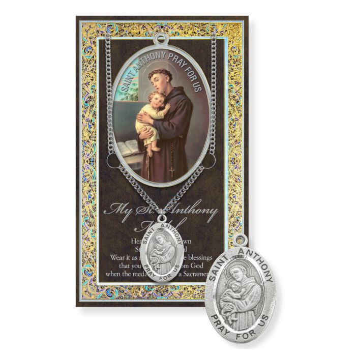 Saint Anthony Medal on Chain with Biography