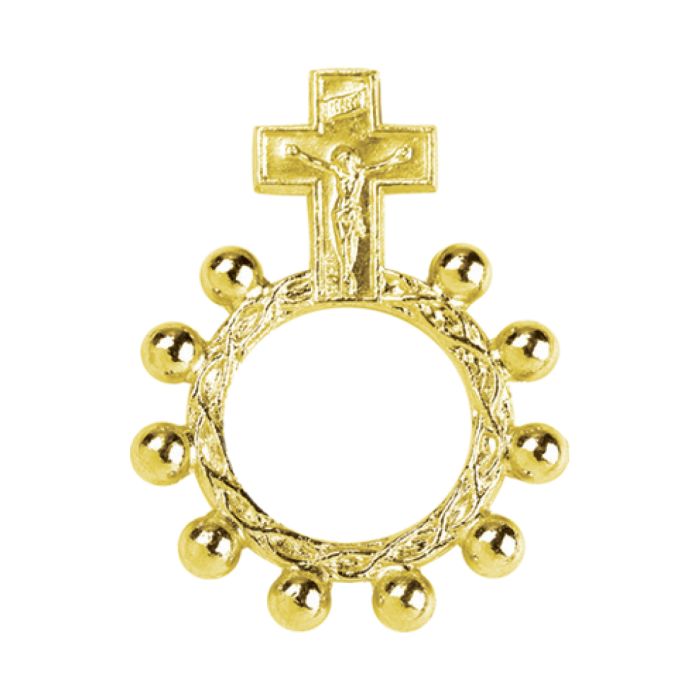 Gold Crucifix Rosary Ring