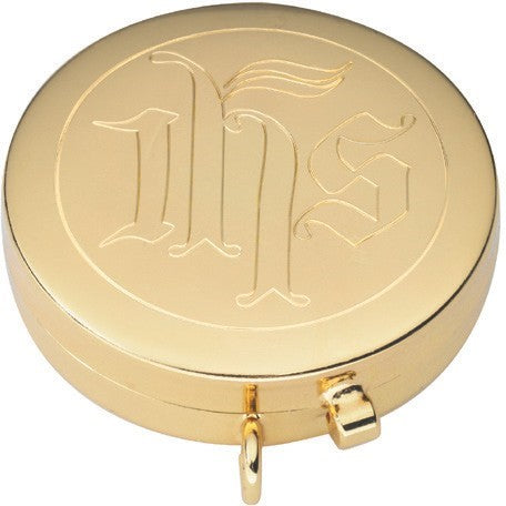 IHS Engraved Pyx | 24K Gold Plate | High Polish Inside | Holds 7 Hosts