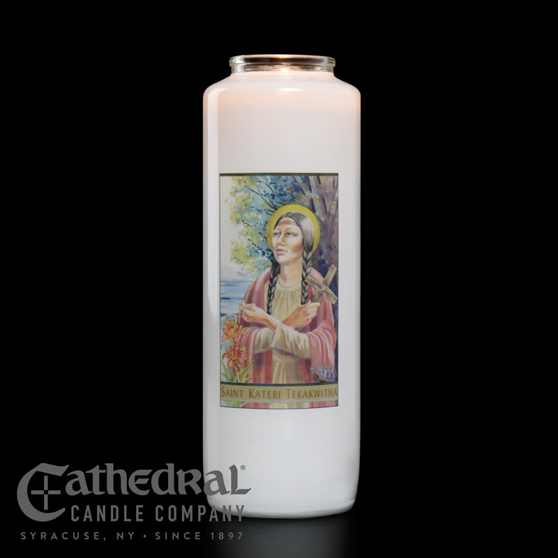 Saint Kateri Tekakwitha 6-Day Glass Candles
