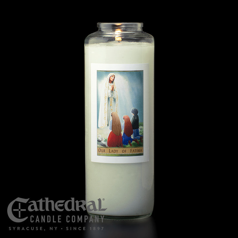 Our Lady of Fatima 6-Day Glass Candles | Multiple Quantities Available