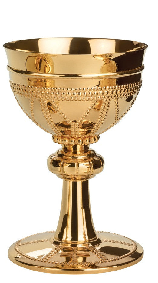 #2300 Hand-Chiseled Visigothic Chalice | 7-1/2" | 24K Gold-Plated