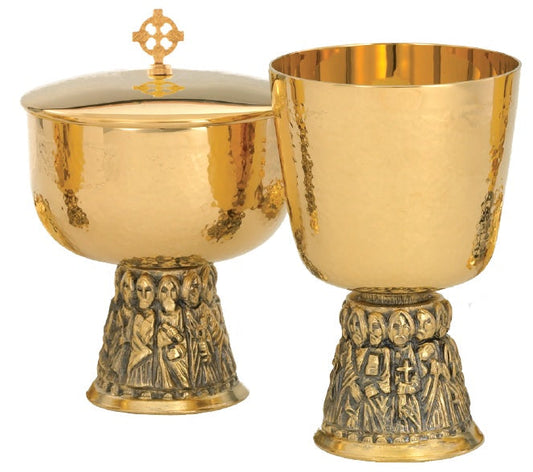 Hammered Chalice & Bowl Paten | 6", 16oz. | 24K Gold Plated