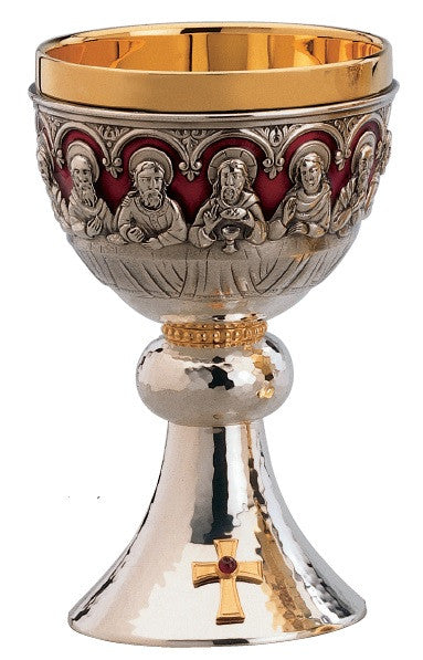 #2658 Last Supper Silver Plated Chalice & Bowl Paten