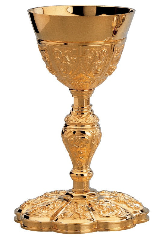 #2724 "The Florentine" Chalice & Dish Paten | 7 7/8", 12oz. | 24K Gold Plated