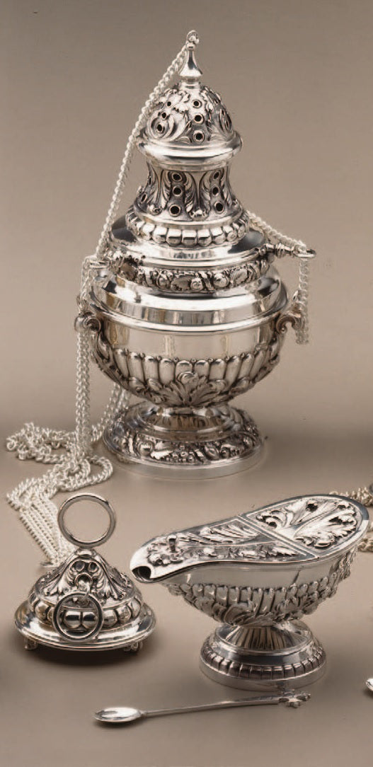#276 Baroque Style Censer, Boat & Spoon | Multiple Finishes Available