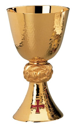 #2886 Fish & Loaf Chalice & Dish Paten | 7", 15oz. | 24K Gold Plated
