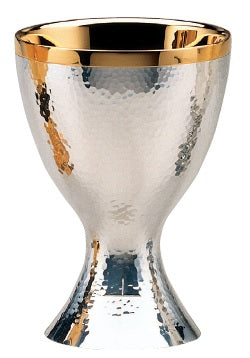 #2940 Hammered Chalice & Scale Paten | 6 3/4", 15 oz. | Silver Plated | 24K Gold Lined