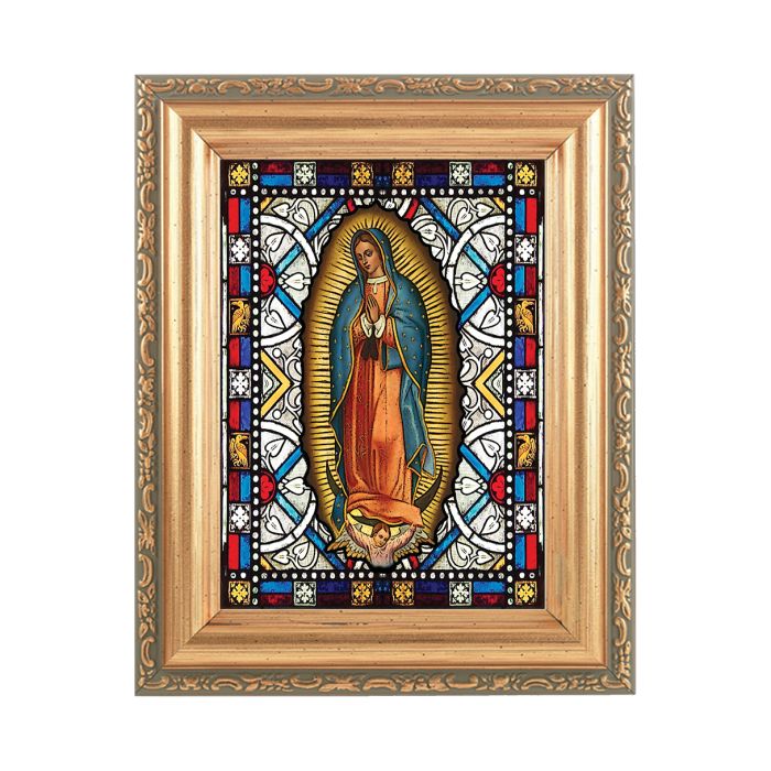 5.5" x 7" Antique Gold Frame with Stained Glass Art