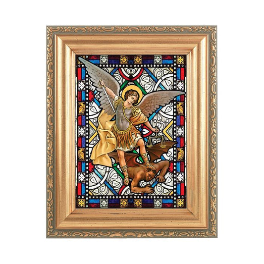 5.5" x 7" Antique Gold Frame with Stained Glass Art