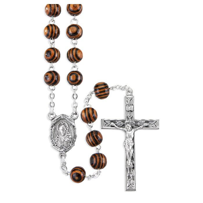 Brown Zebrawood Bead Rosary