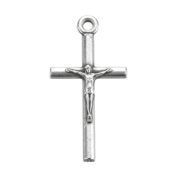 Antiqued Silver Oxidized Tubular Crucifix