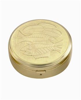 Fishes Pyx | 24K Gold Plate | Satin Inside | Holds 45 Hosts