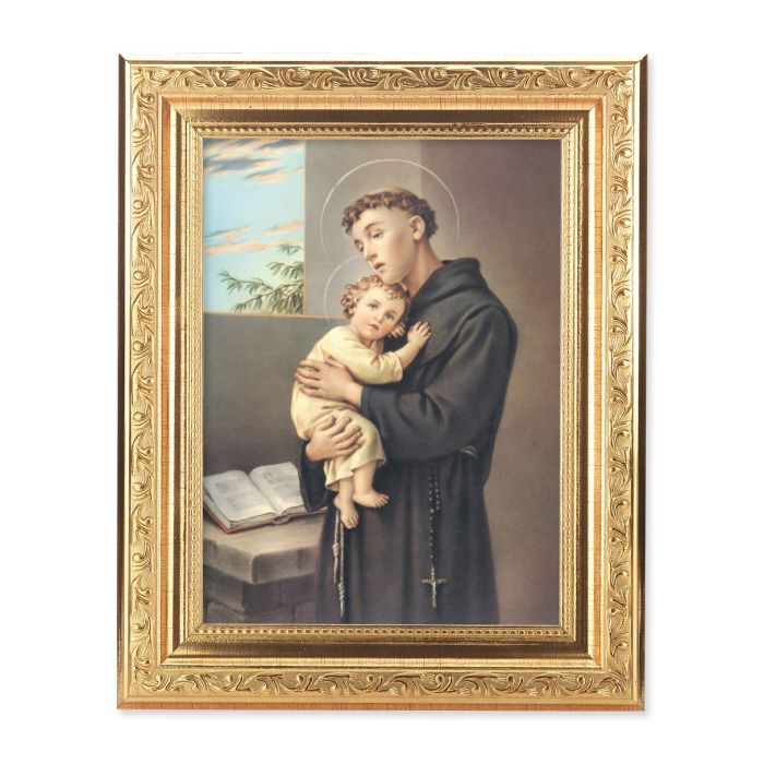 Gold Ornate Frame with Saint Anthony Print