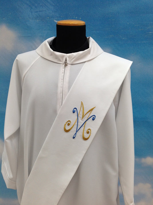 #345 Embroidered Marian Deacon Stole | 100% Primavera Polyester