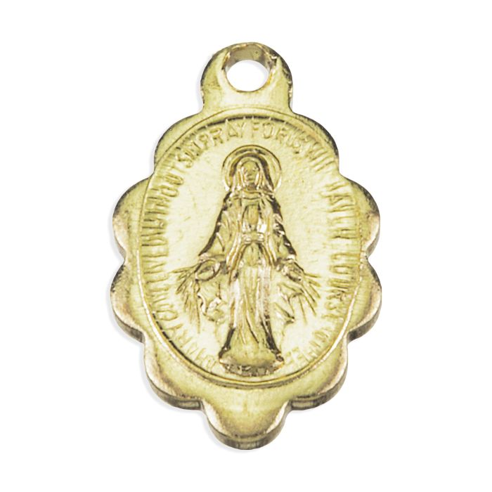 Scalloped Miraculous Medal in Gold Finish