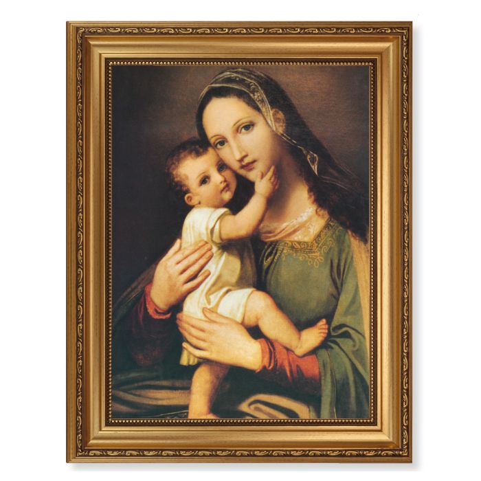Antique Gold Leaf Beveled Frame with Miraculous Image of the Succouring Mary