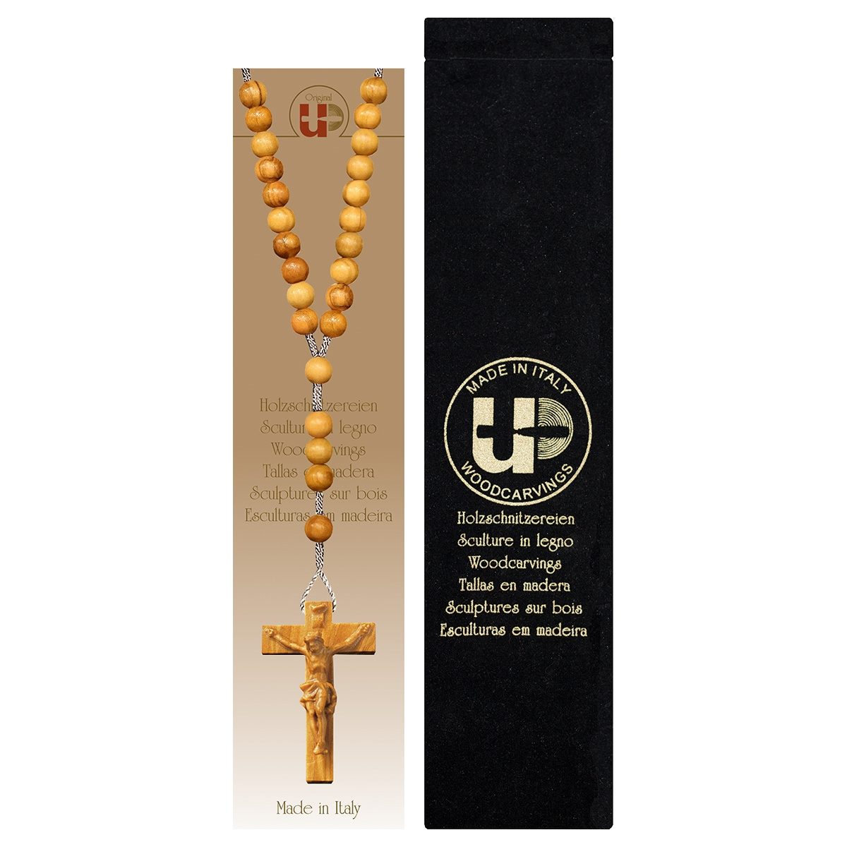 Wood Rosary with Crucifix & Velvet Case