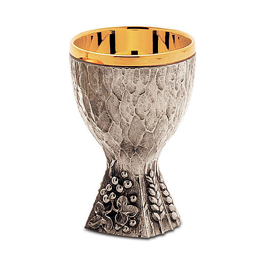 #4007 Grape & Wheat Small Chalice Common Cup | 5-1/2", 8oz. | Oxidized Silver Plate