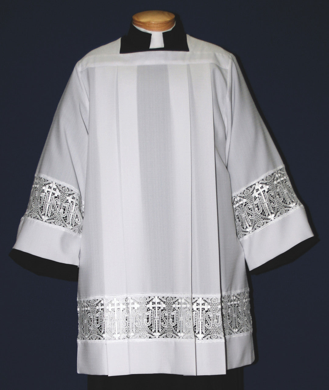 #4216S Latin Cross Lace Insertion Surplice | Smooth Poly