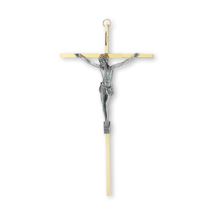 Brass Crucifix with an Antique Silver Finish Corpus