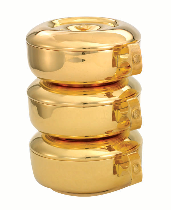8 3/4" Stacking Ciboria Set | 24K Gold Plated | High Polish