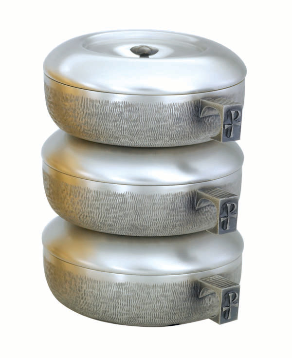 8 3/4" Stacking Ciboria Set | Silver Plated | Straw Textured