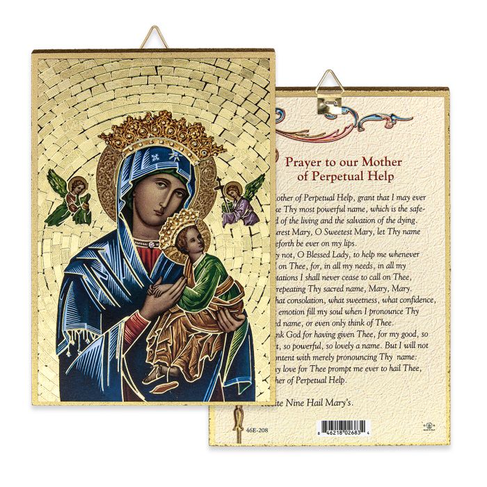 Gold Foil Our Lady of Perpetual Help Mosaic Plaque