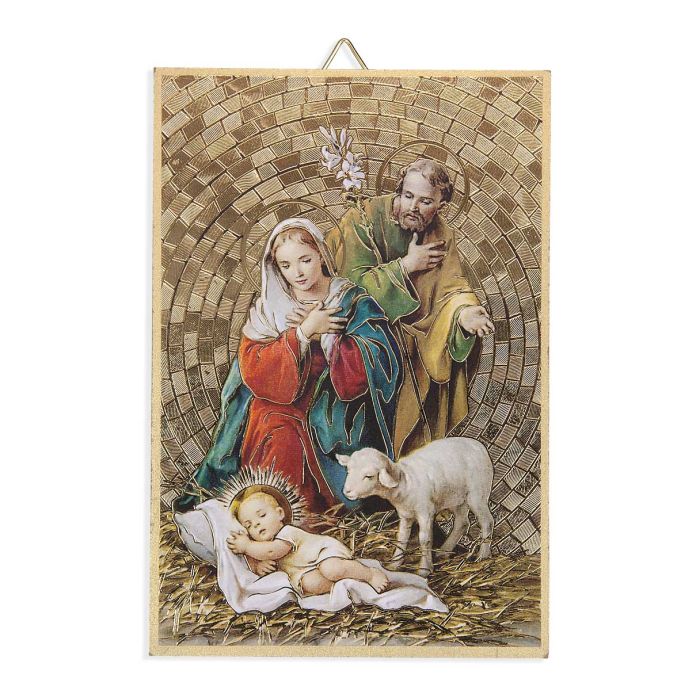 Gold Foil Holy Family Mosaic Plaque