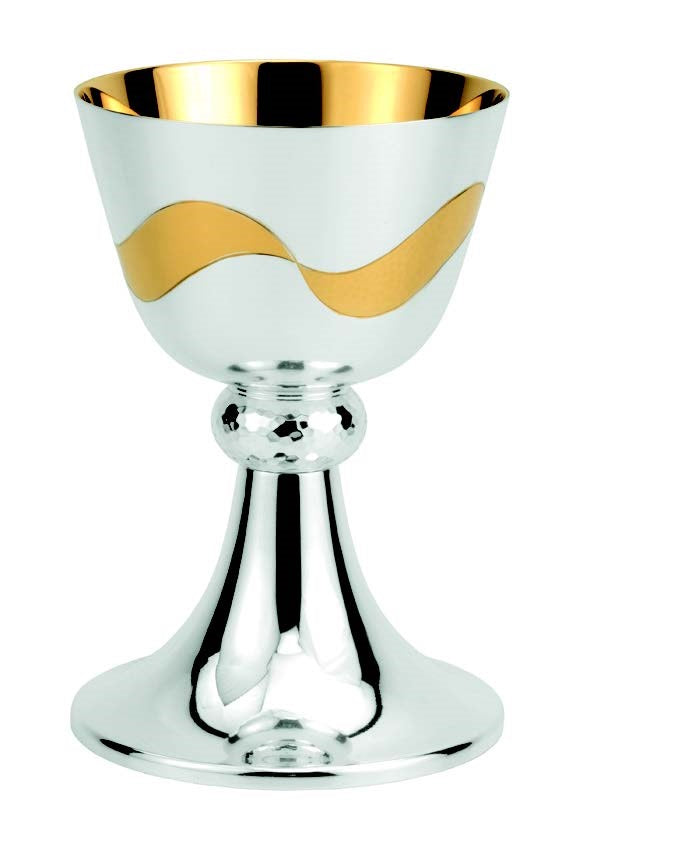 #5370 Contemporary Chalice & Scale Paten | 6-3/8", 13oz. | Two-Tone