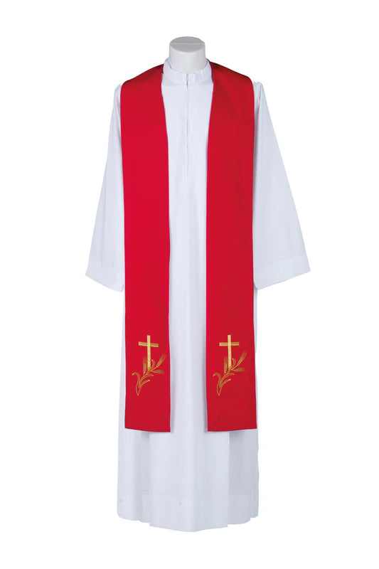 #104PEL Overlay Stole Gold Decoration Cross and Ear of Wheat